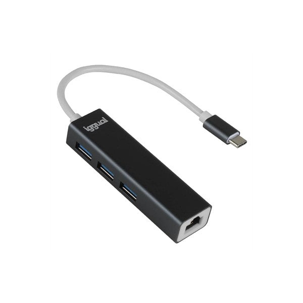 Iggual hub tipo c 3 puertos usb 3.0 + rj45 gigabit